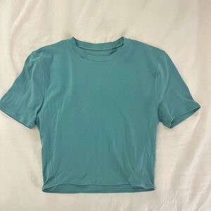 Lululemon Wundermost Ultra-Soft Nulu Crewneck Cropped T-Shirt Teal